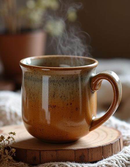 Keramik kaffekop med en unik reaktiv glasur